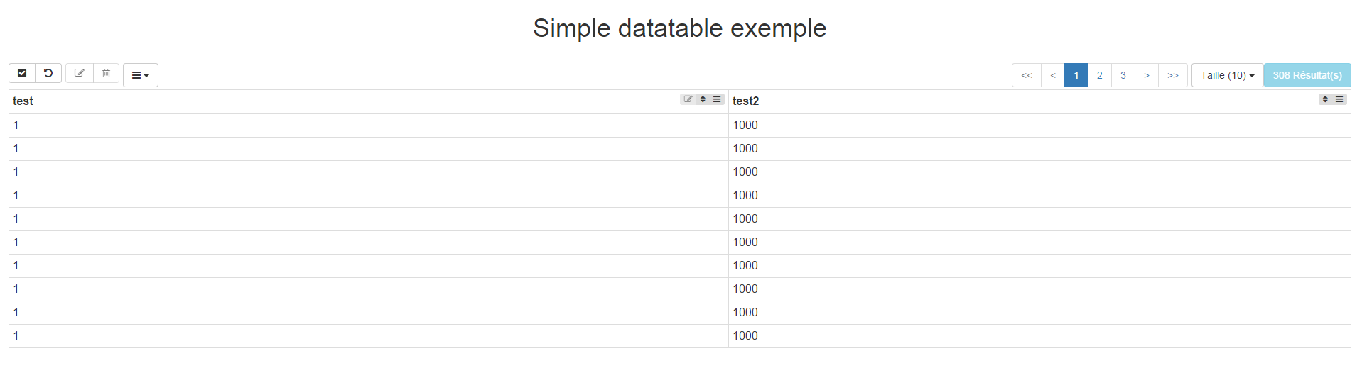Simple datatable example